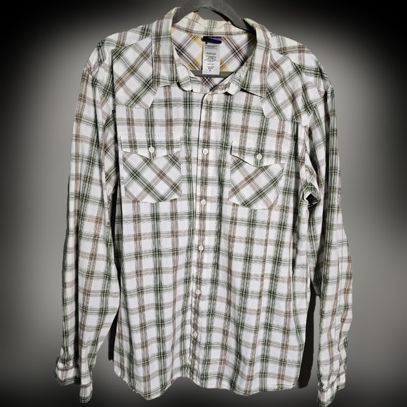 Mens Patagonia Plaid 100% Organic Cotton Button Up Shirt 2 Breast Pockets XL - Picture 11 of 12